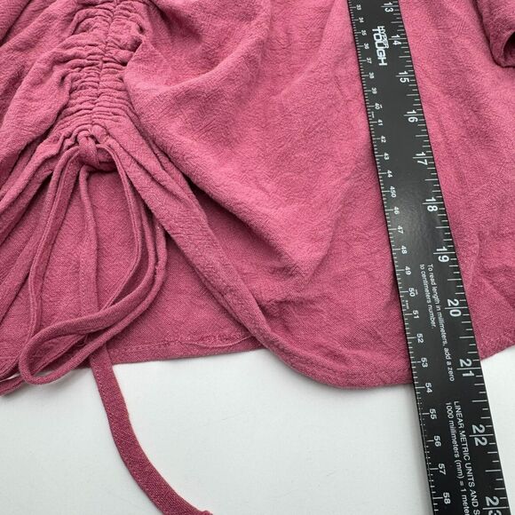 BEFORE YOU COLLECTION Women’s Large Rose Pink Linen Ruffle Crop Top Shirt Fairy - Picture 7 of 8